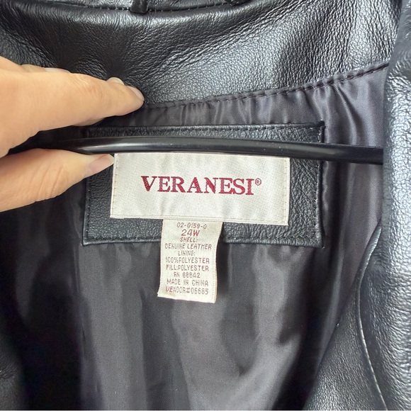 Veranesi Women’s Black Leather Coat with Braided details plus size 24w - Picture 9 of 9